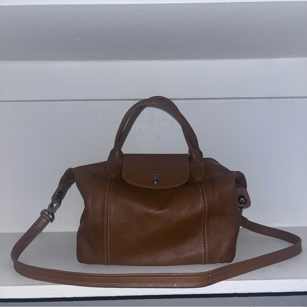 Longchamp Le Pliage Cuir small Tan leather